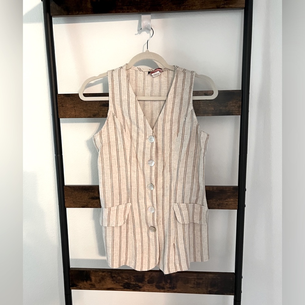Women’s summer sleeveless V-Neck single breasted Rayon Blazer Jacket outfit